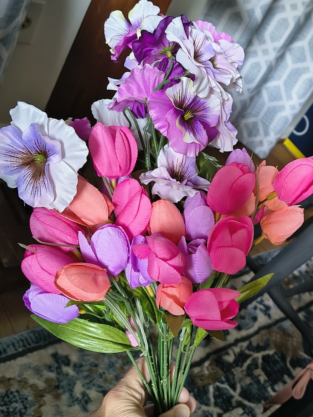 Artificial Mixed Pink & Purple Floral Bouquet - Home Accents